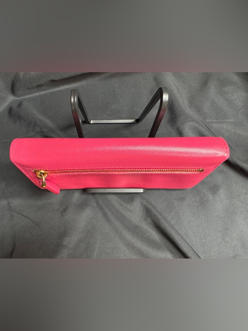 Prada Pink Saffiano Fiocco Continental Bow with Gold Logo Wallet - Picture 4 of 16